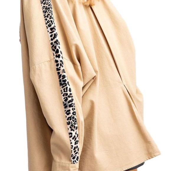 All On My Mind Leopard Taped Button Down Shirt - Picture 2 of 3